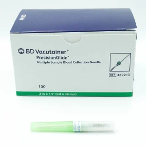 Aguja verde para toma múltiple, 21G x 38mm