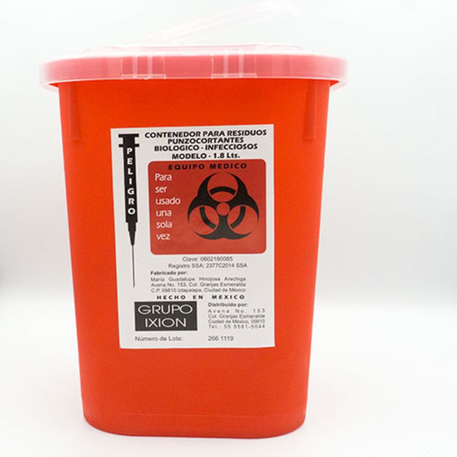 Recolector de punzocortantes de 1.8 litros